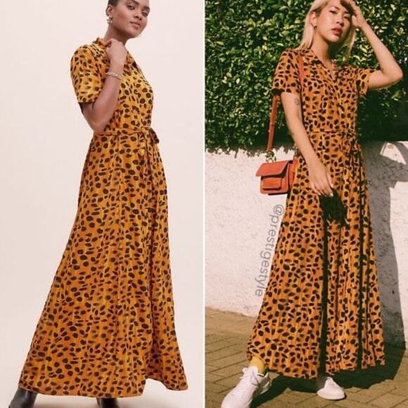 Porridge Dresses & Skirts - ANTHROPOLOGIE PORRIDGE VIANNE MAXI SHIRTDRESS Size 14 LEOPARD